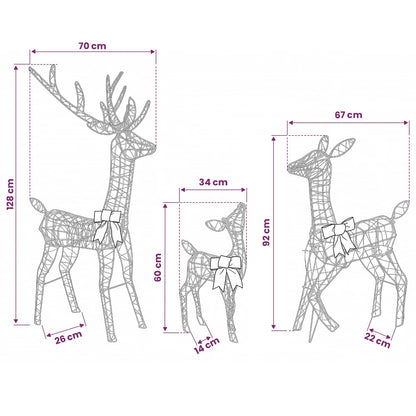 vidaXL Christmas LED Reindeer Family 700 LEDs Warm White