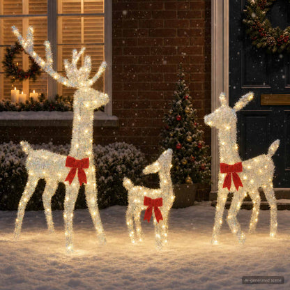 vidaXL Christmas LED Reindeer Family 300 LEDs Warm White