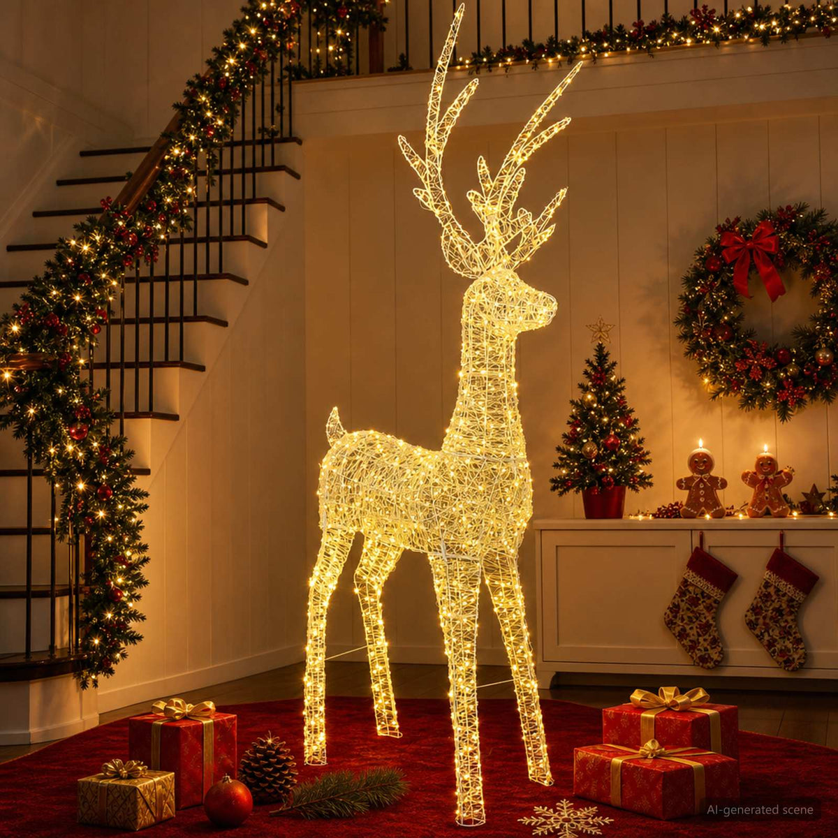 vidaXL Christmas LED Reindeer Motif Light 1000 LEDs Warm White