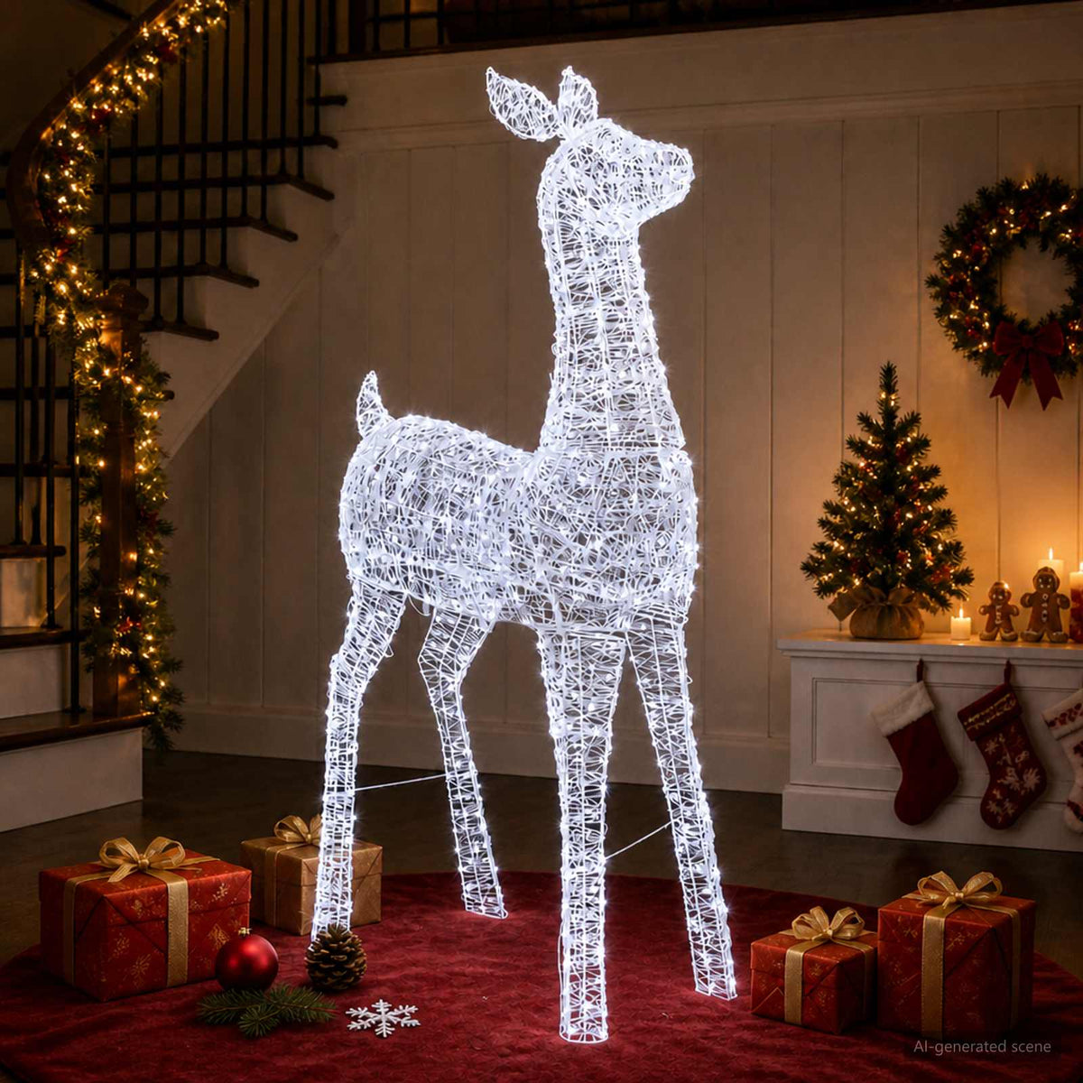 vidaXL Christmas LED Reindeer Motif Light LOVIISA 900 LEDs Cold White