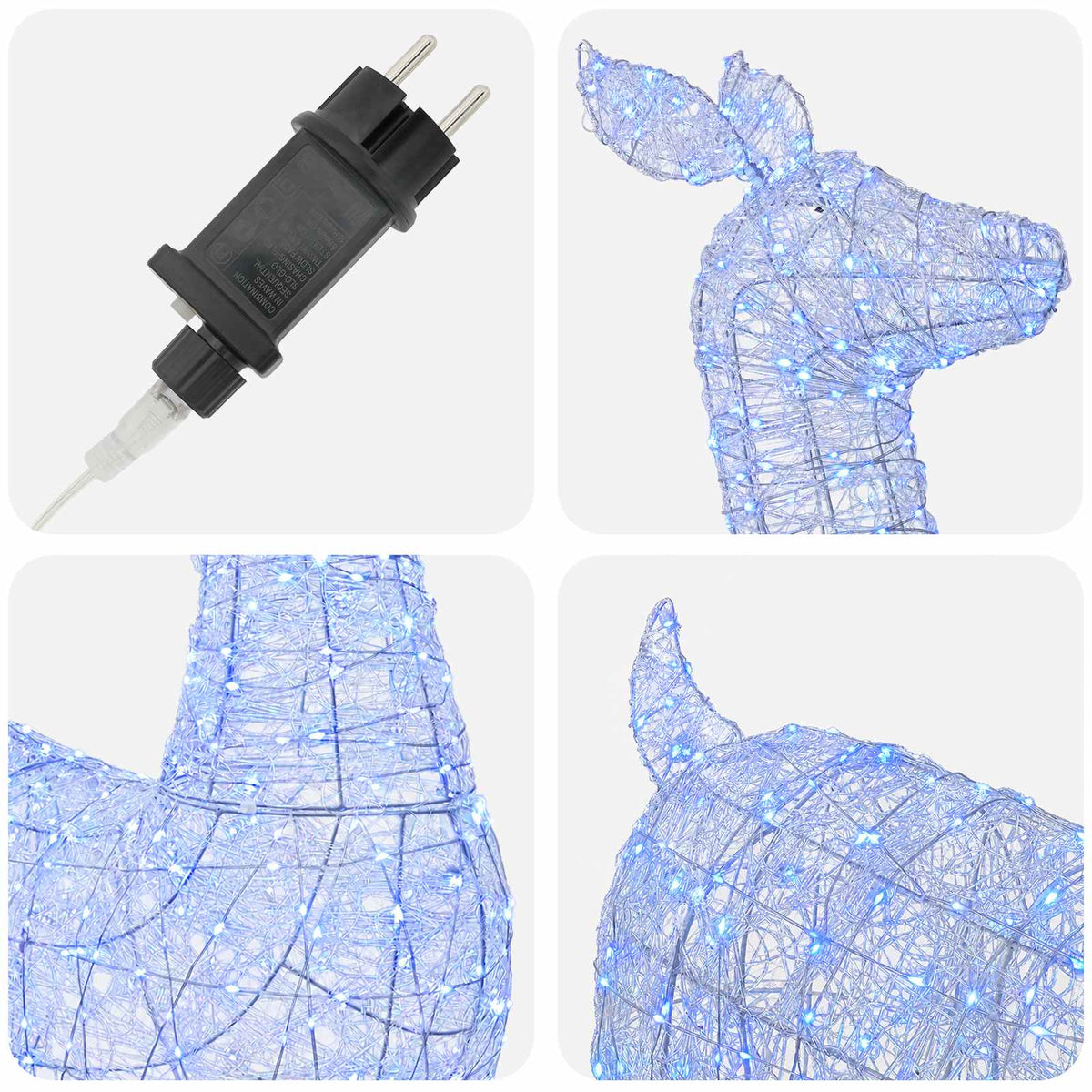 vidaXL Christmas LED Reindeer Motif Light LOVIISA 900 LEDs Blue