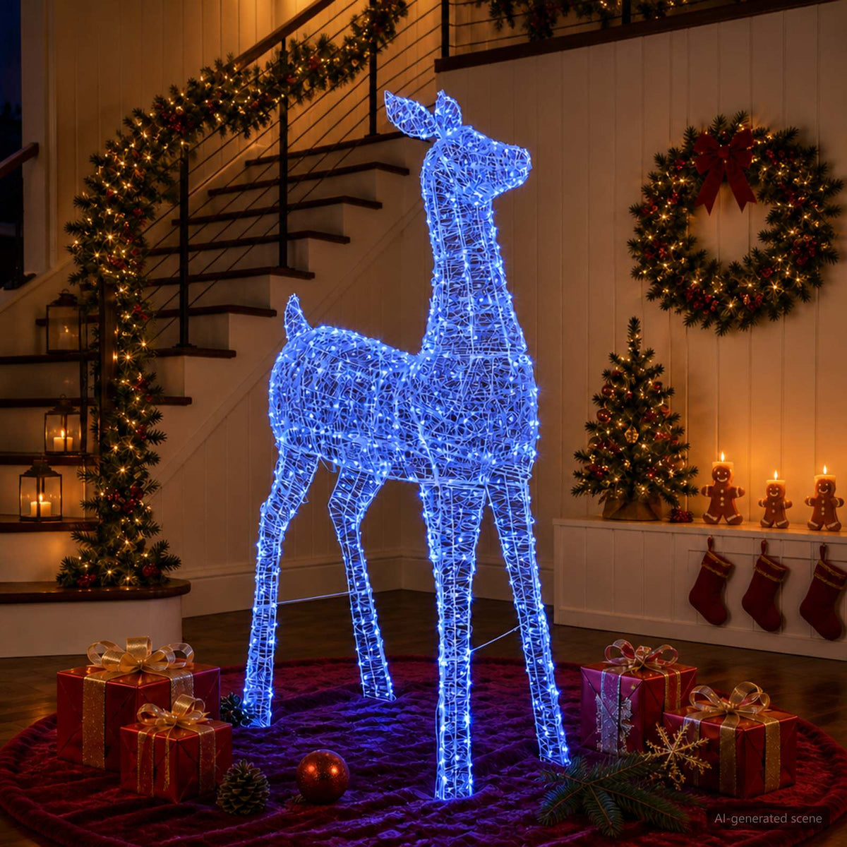 vidaXL Christmas LED Reindeer Motif Light LOVIISA 900 LEDs Blue