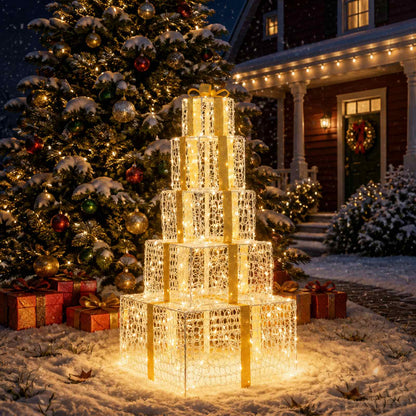 vidaXL Christmas LED Gift Box Stack 250 LEDs Warm White