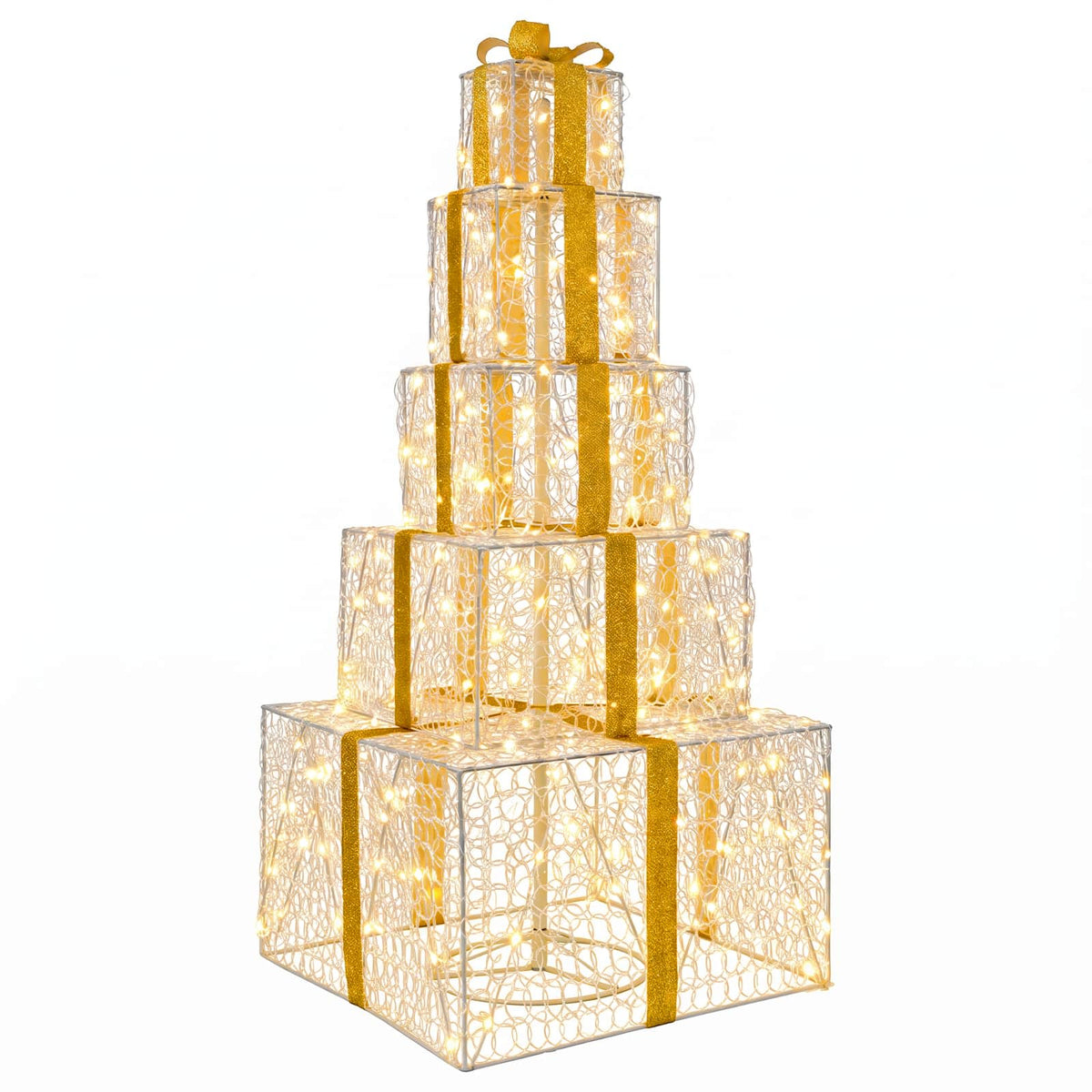 vidaXL Christmas LED Gift Box Stack 250 LEDs Warm White