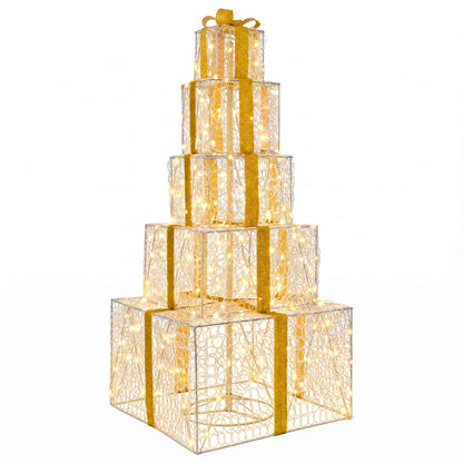 vidaXL Christmas LED Gift Box Stack 250 LEDs Warm White
