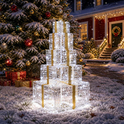 vidaXL Christmas LED Gift Box Stack 250 LEDs Cold White
