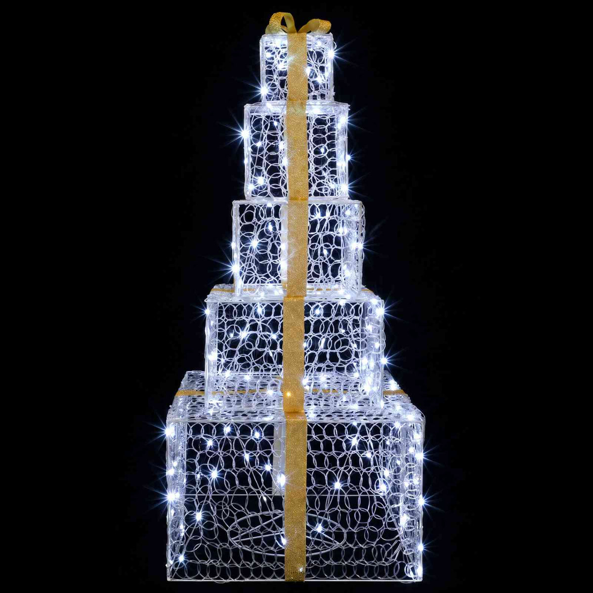 vidaXL Christmas LED Gift Box Stack 250 LEDs Cold White