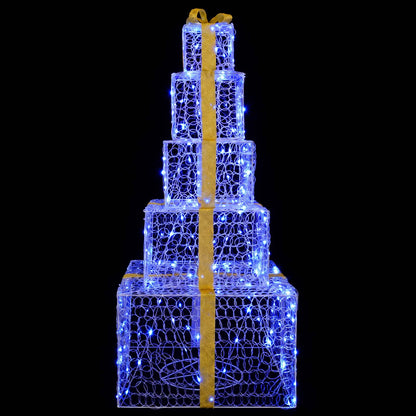 vidaXL Christmas LED Gift Box Stack 250 LEDs Blue 56 x 56 x 120 cm