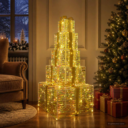 vidaXL Christmas LED Gift Box Stack 250 LEDs Warm White