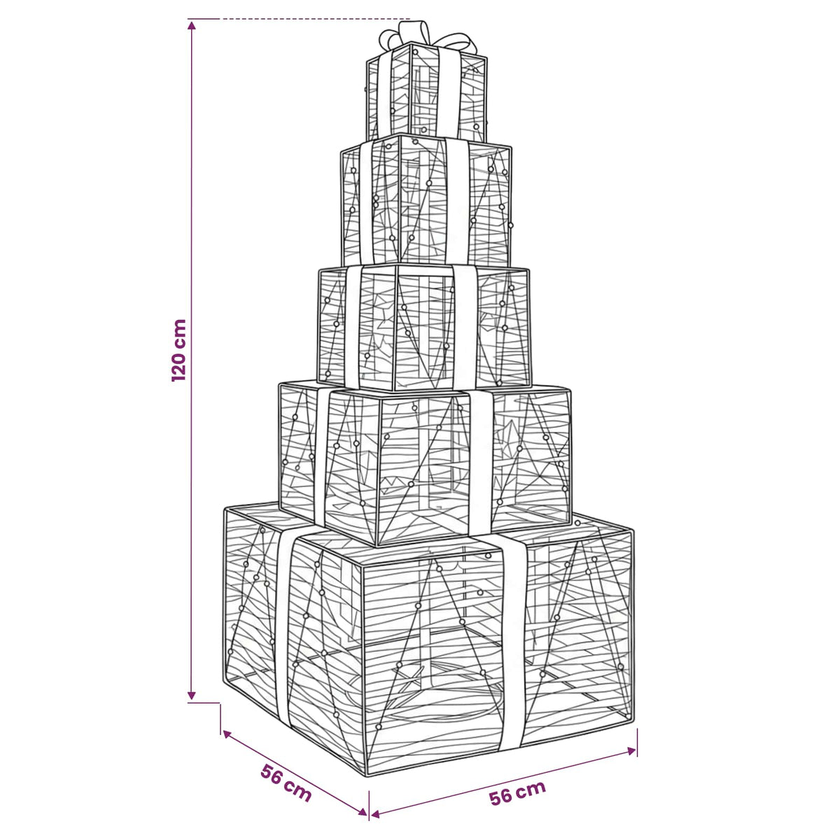 vidaXL Christmas LED Gift Box Stack 250 LEDs Warm White