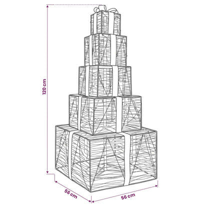 vidaXL Christmas LED Gift Box Stack 250 LEDs Warm White