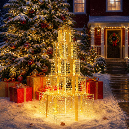 vidaXL Christmas LED Gift Box Stack 250 LEDs Warm White
