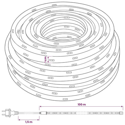 vidaXL Christmas LED Rope Light 2400 LEDs Green 100 m