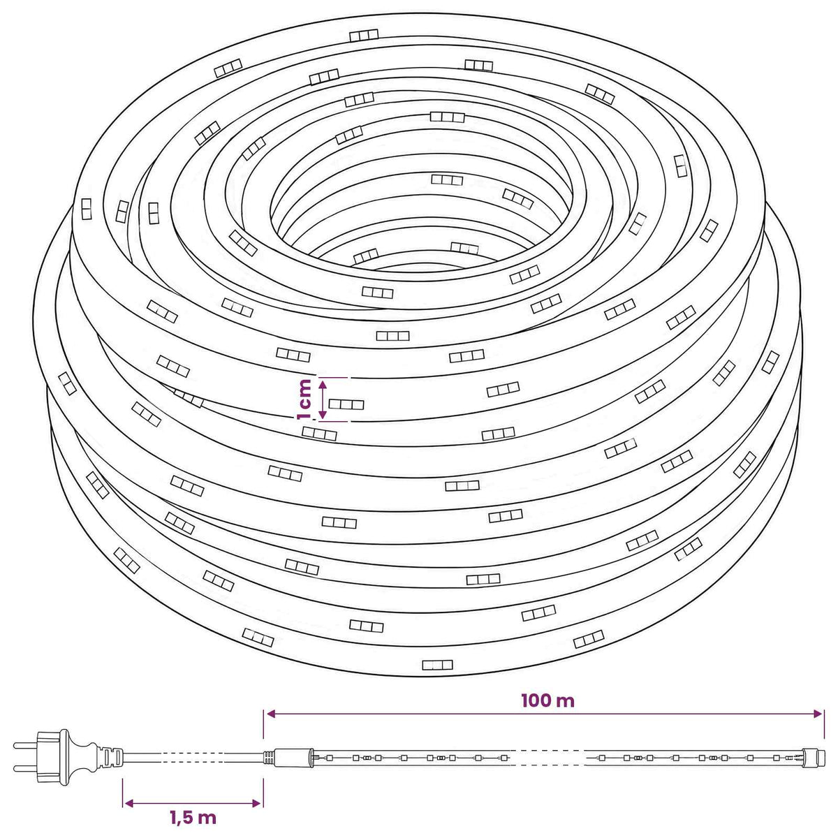 vidaXL Christmas LED Rope Light 2400 LEDs Pink 100 m