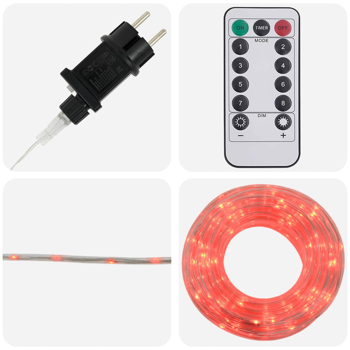 vidaXL Christmas LED Rope Light 120 LEDs Red and 5 m