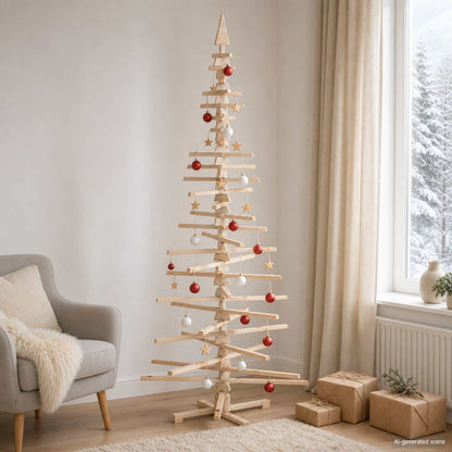 vidaXL Wooden Christmas Tree KOTKA 240 cm Solid Pine Wood Natural