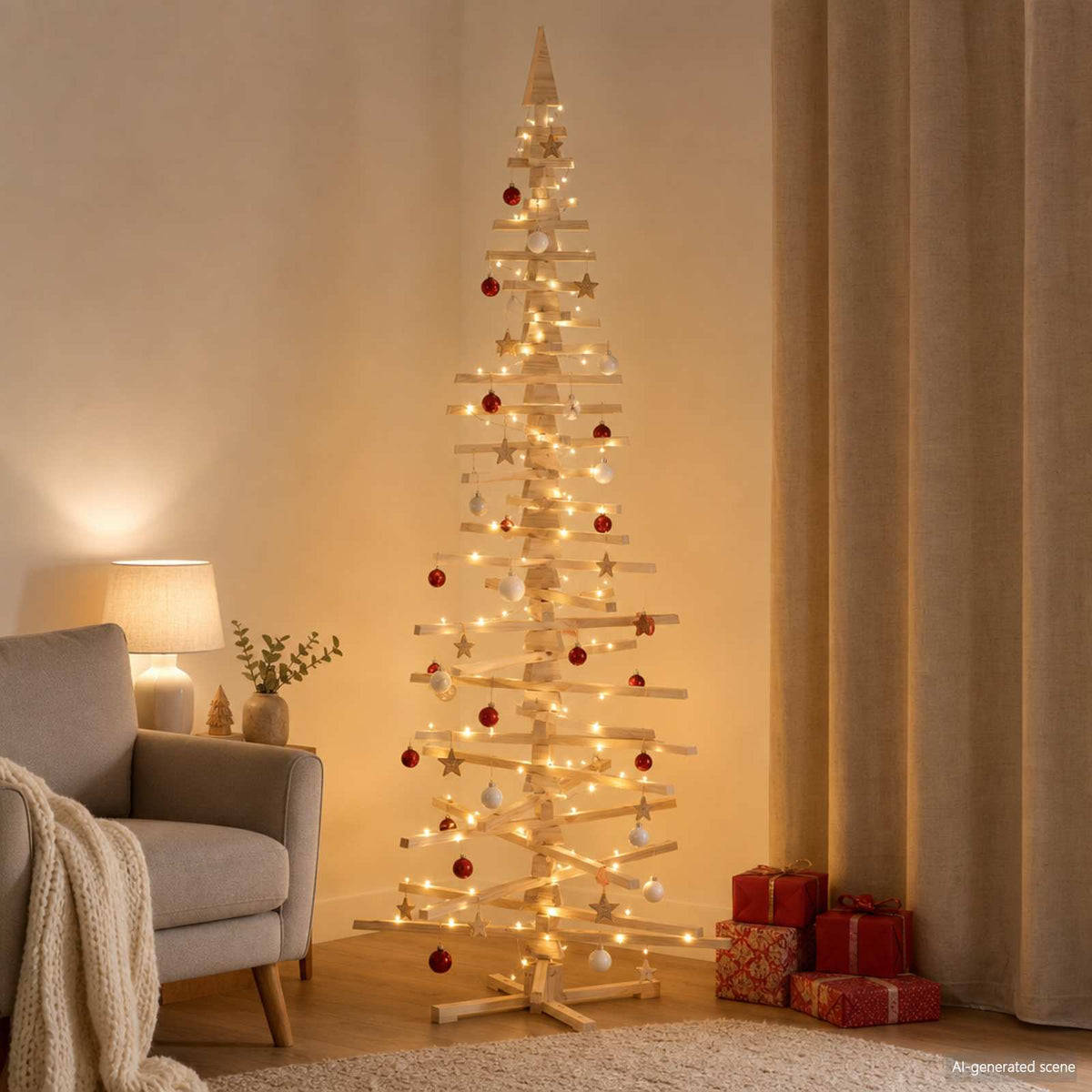 vidaXL Wooden Christmas Tree KOTKA 240 cm Solid Pine Wood Natural
