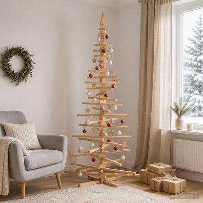 vidaXL Wooden Christmas Tree KOTKA 240 cm Solid Pine Wood Brown Finish