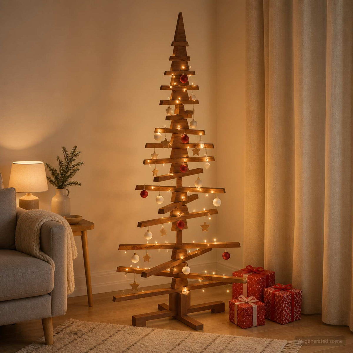 vidaXL Wooden Christmas Tree KOTKA 150 cm Solid Pine Wood