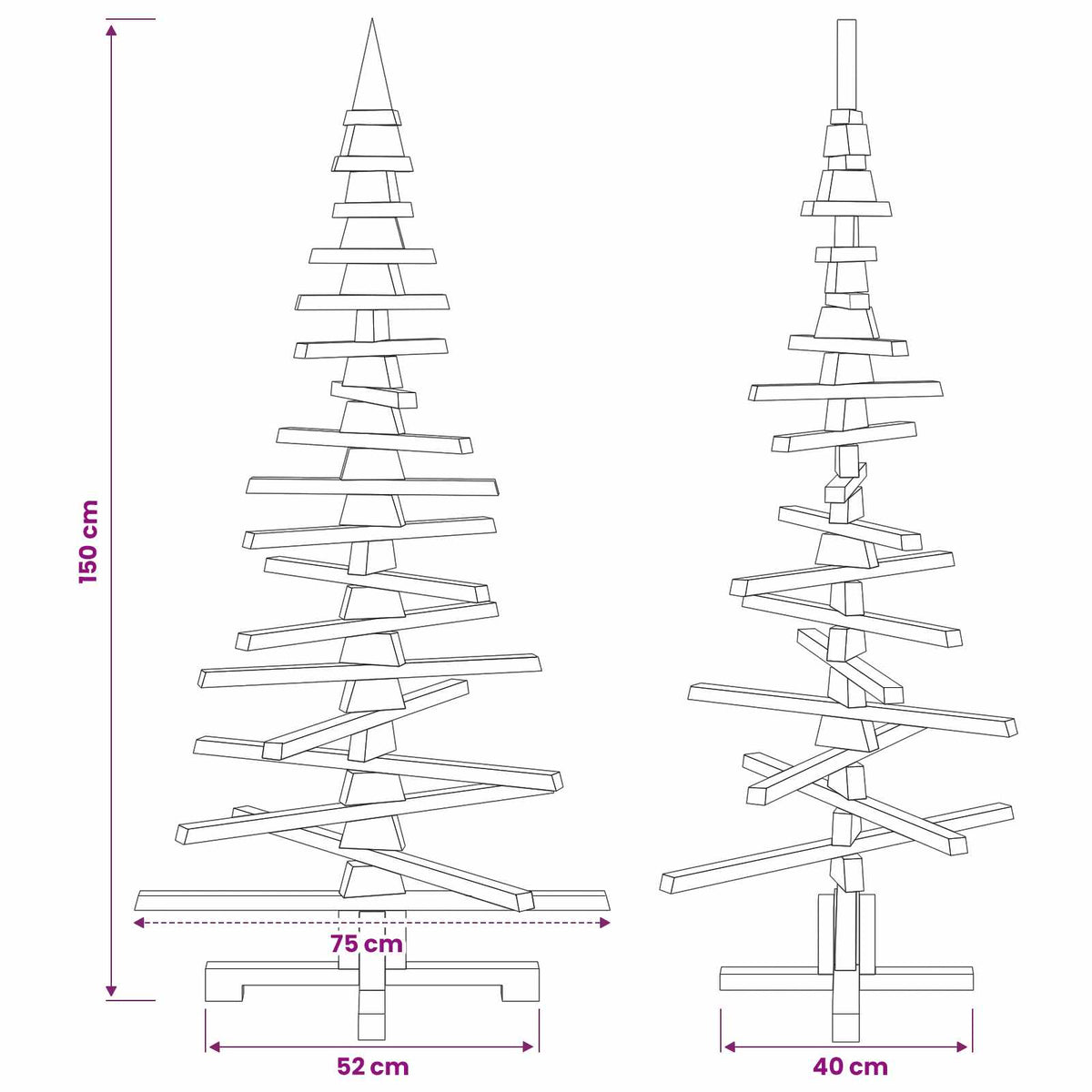 vidaXL Wooden Christmas Tree KOTKA 150 cm Solid Pine Wood