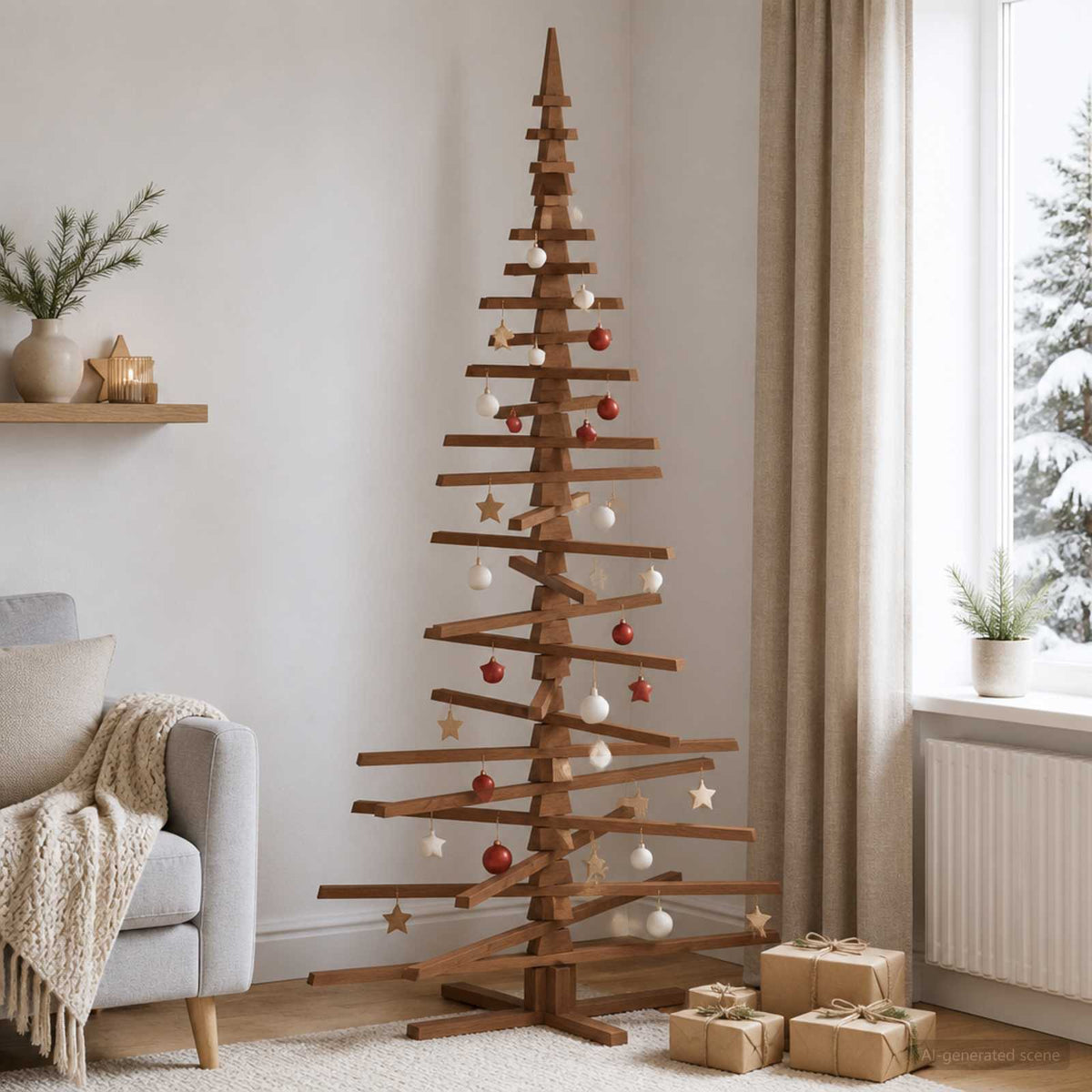 vidaXL Wooden Christmas Tree KOTKA 210 cm Solid Pine Wood