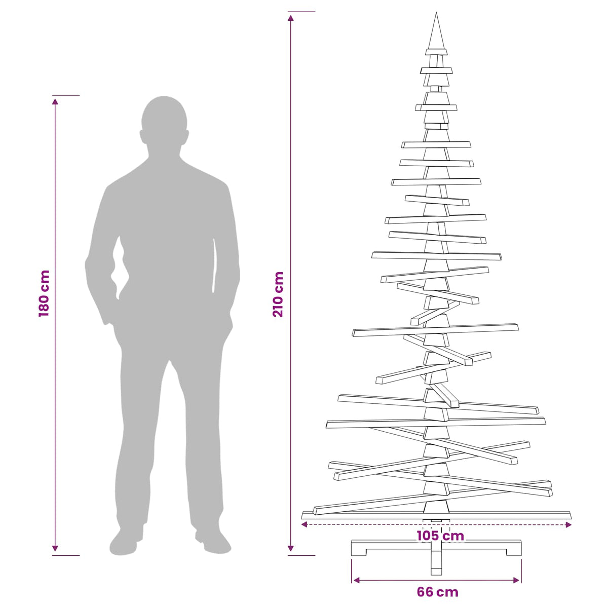 vidaXL Wooden Christmas Tree KOTKA 210 cm Solid Pine Wood
