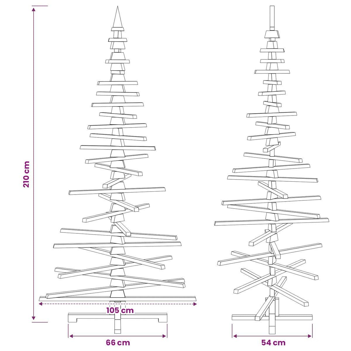 vidaXL Wooden Christmas Tree KOTKA 210 cm Solid Pine Wood