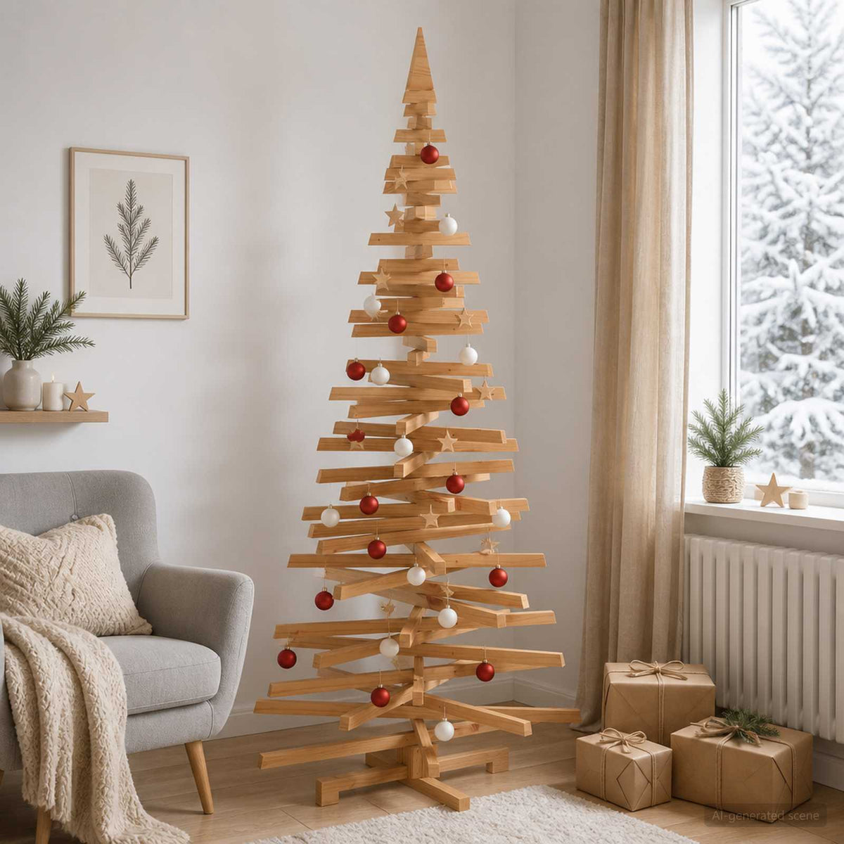vidaXL Wooden Christmas Tree KOTKA 240 cm Solid Pine Wood Brown Finish