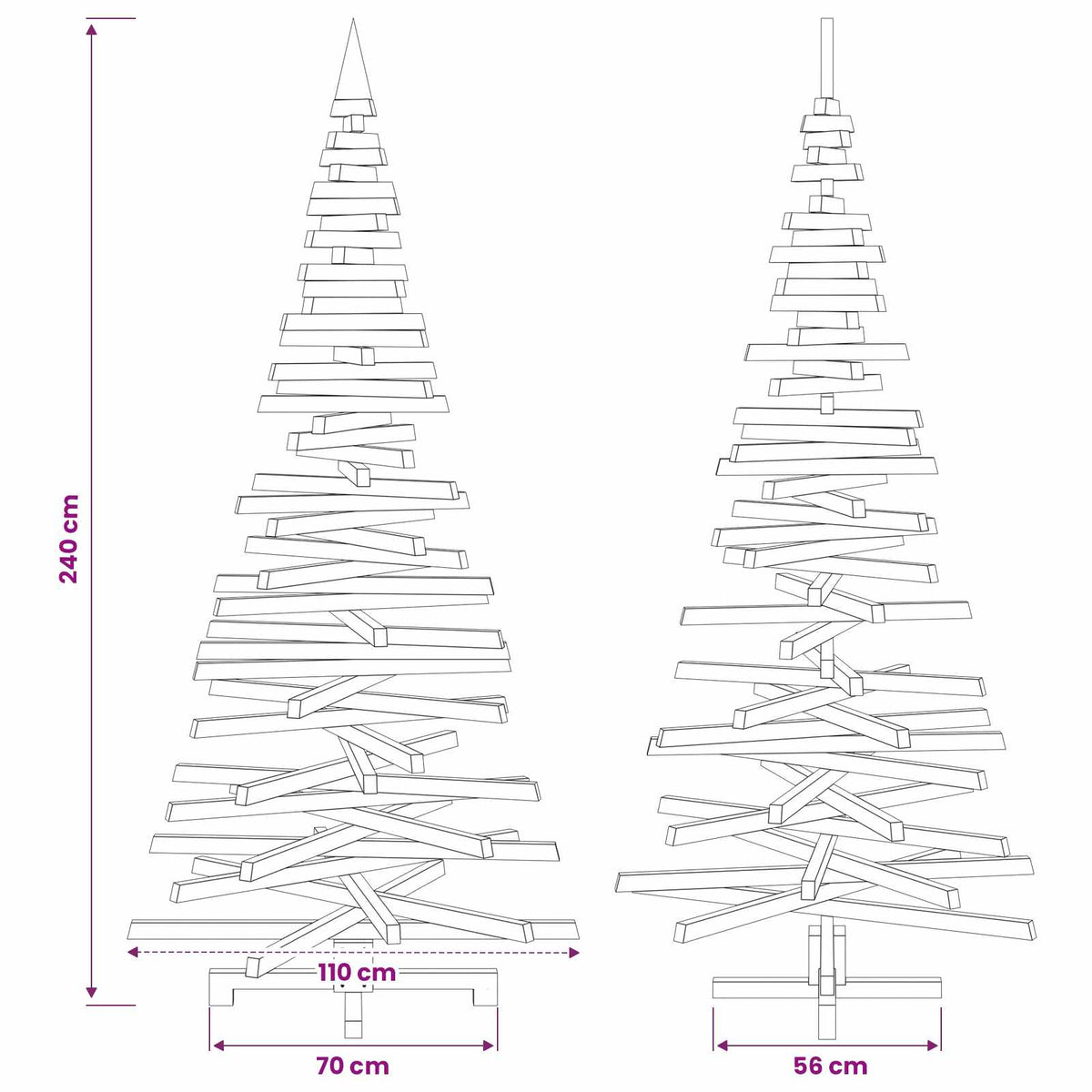 vidaXL Wooden Christmas Tree KOTKA 240 cm Solid Pine Wood Brown Finish