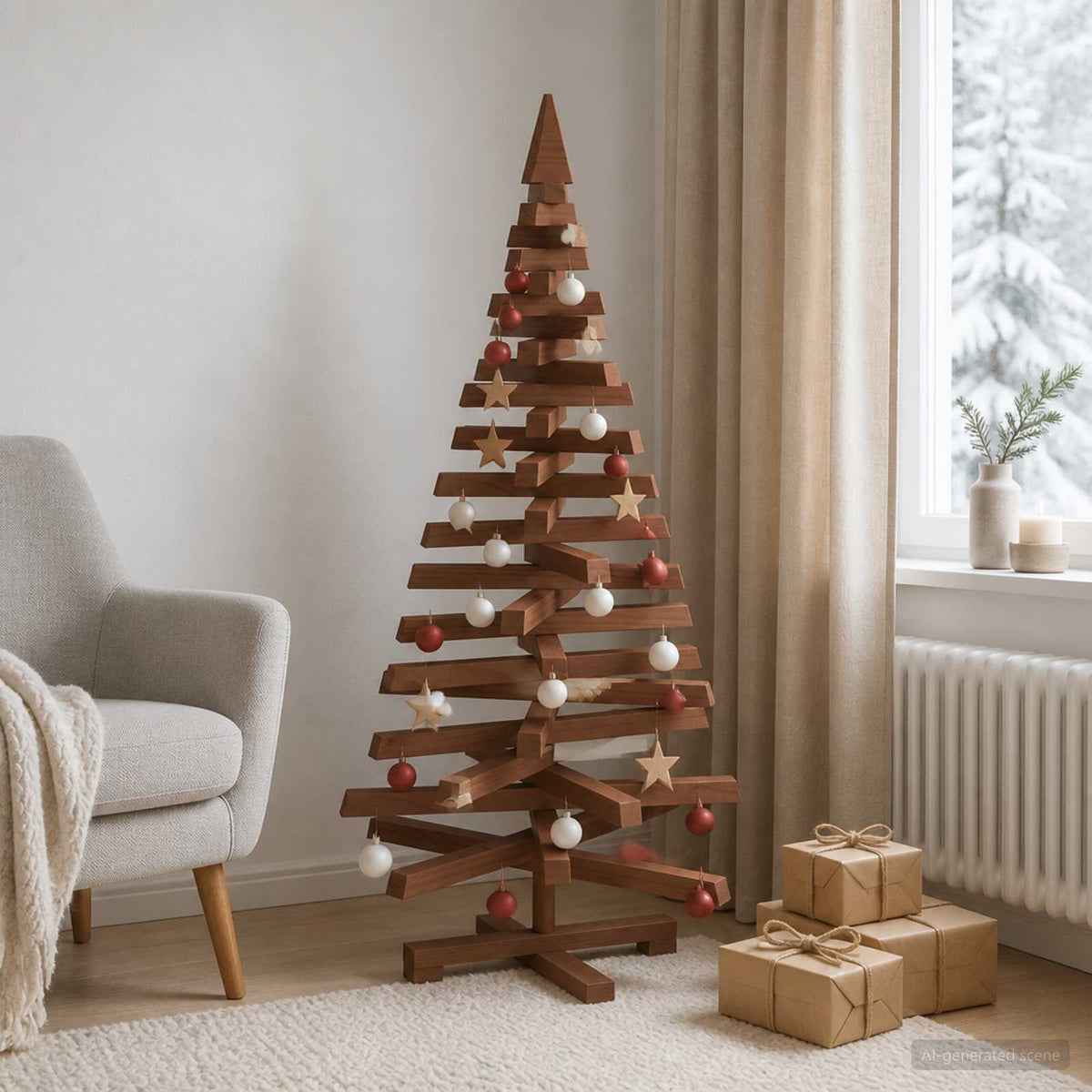 vidaXL Wooden Christmas Tree KOTKA 120 cm Solid Pine Wood