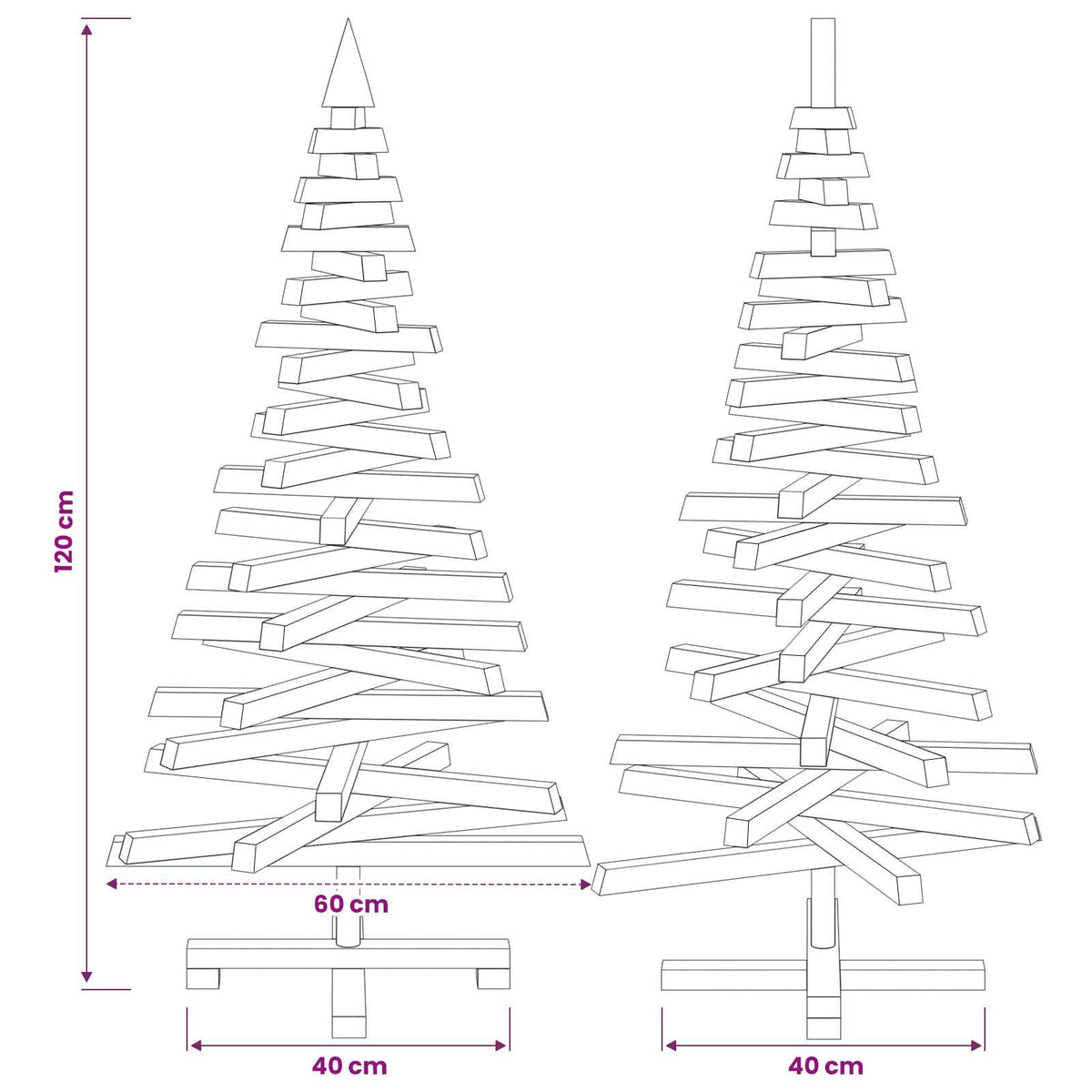 vidaXL Wooden Christmas Tree KOTKA 120 cm Solid Pine Wood