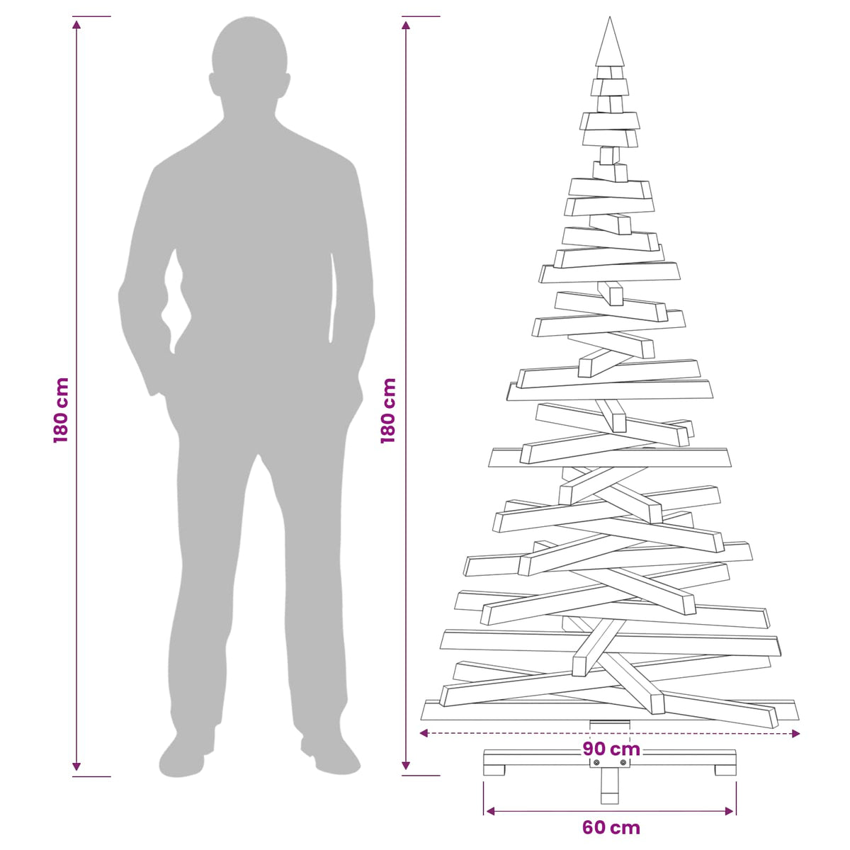 vidaXL Wooden Christmas Tree KOTKA 180 cm Solid Pine Wood