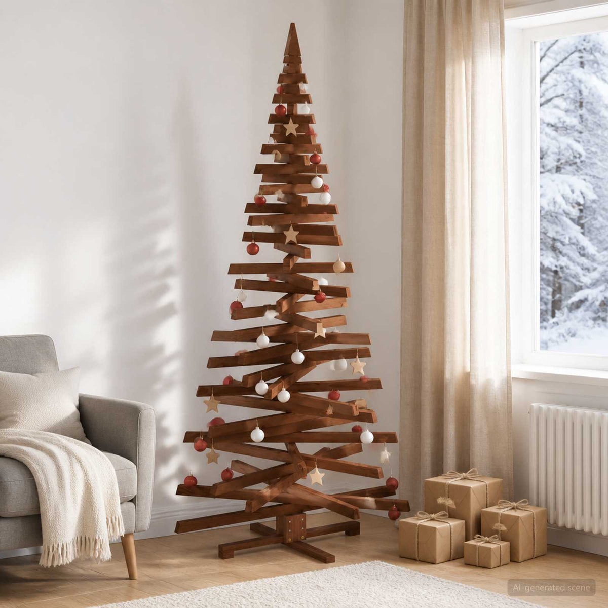 vidaXL Wooden Christmas Tree KOTKA 210 cm Solid Pine Wood
