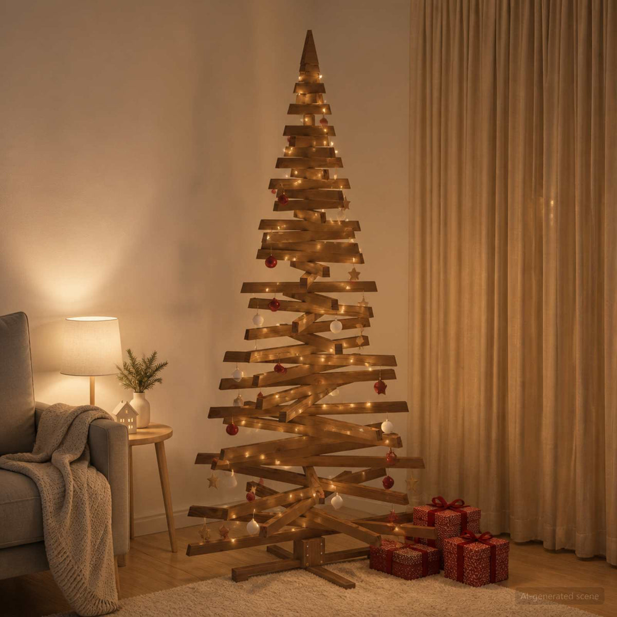 vidaXL Wooden Christmas Tree KOTKA 210 cm Solid Pine Wood