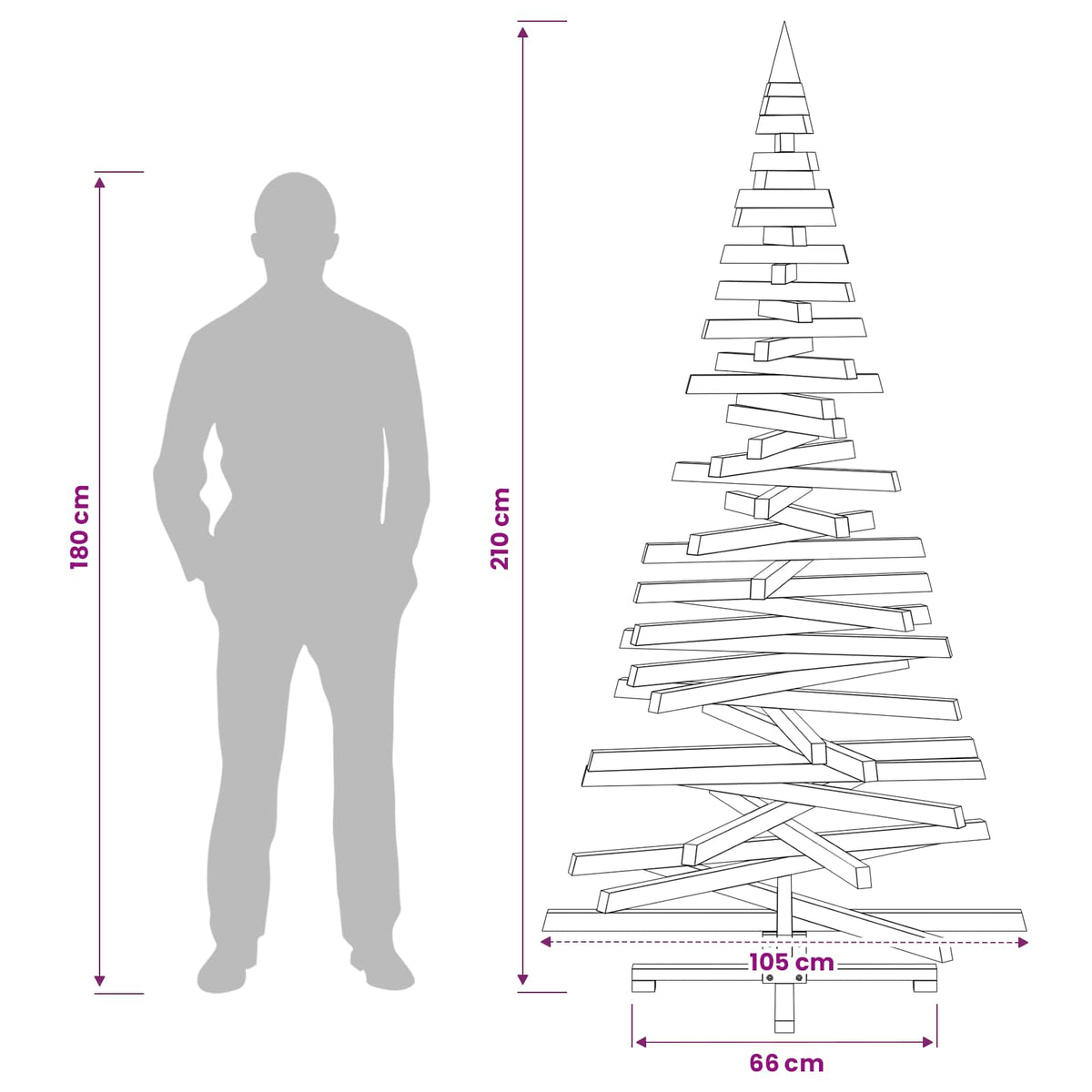 vidaXL Wooden Christmas Tree KOTKA 210 cm Solid Pine Wood