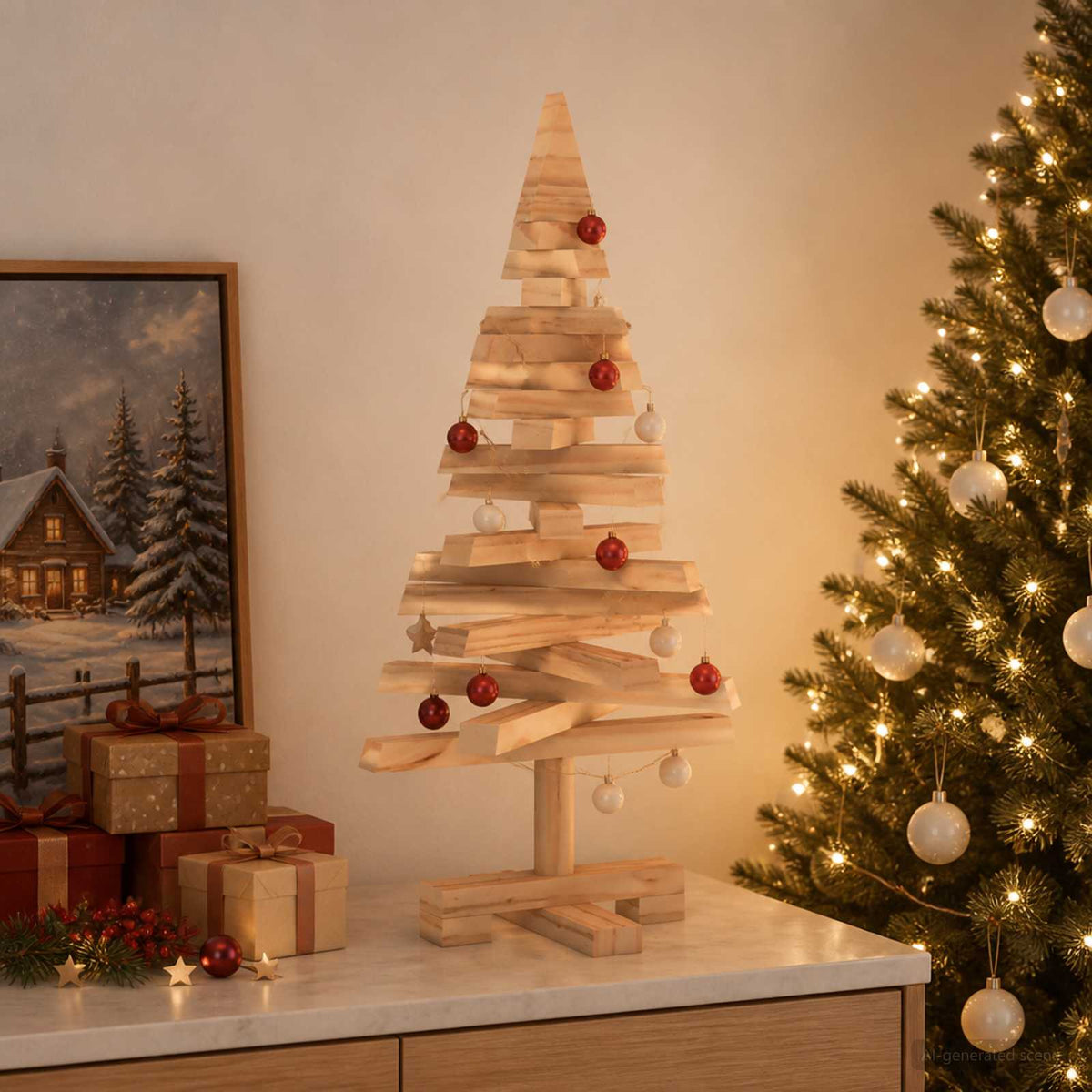 vidaXL Wooden Christmas Tree KOTKA 60 cm Solid Pine Wood Natural