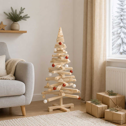 vidaXL Wooden Christmas Tree KOTKA 90 cm Solid Pine Wood Natural