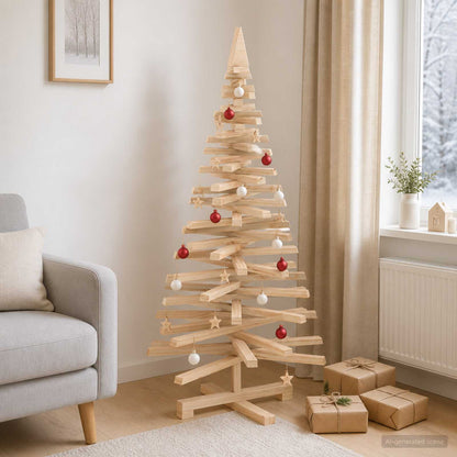 vidaXL Wooden Christmas Tree KOTKA 120 cm Solid Pine Wood Natural