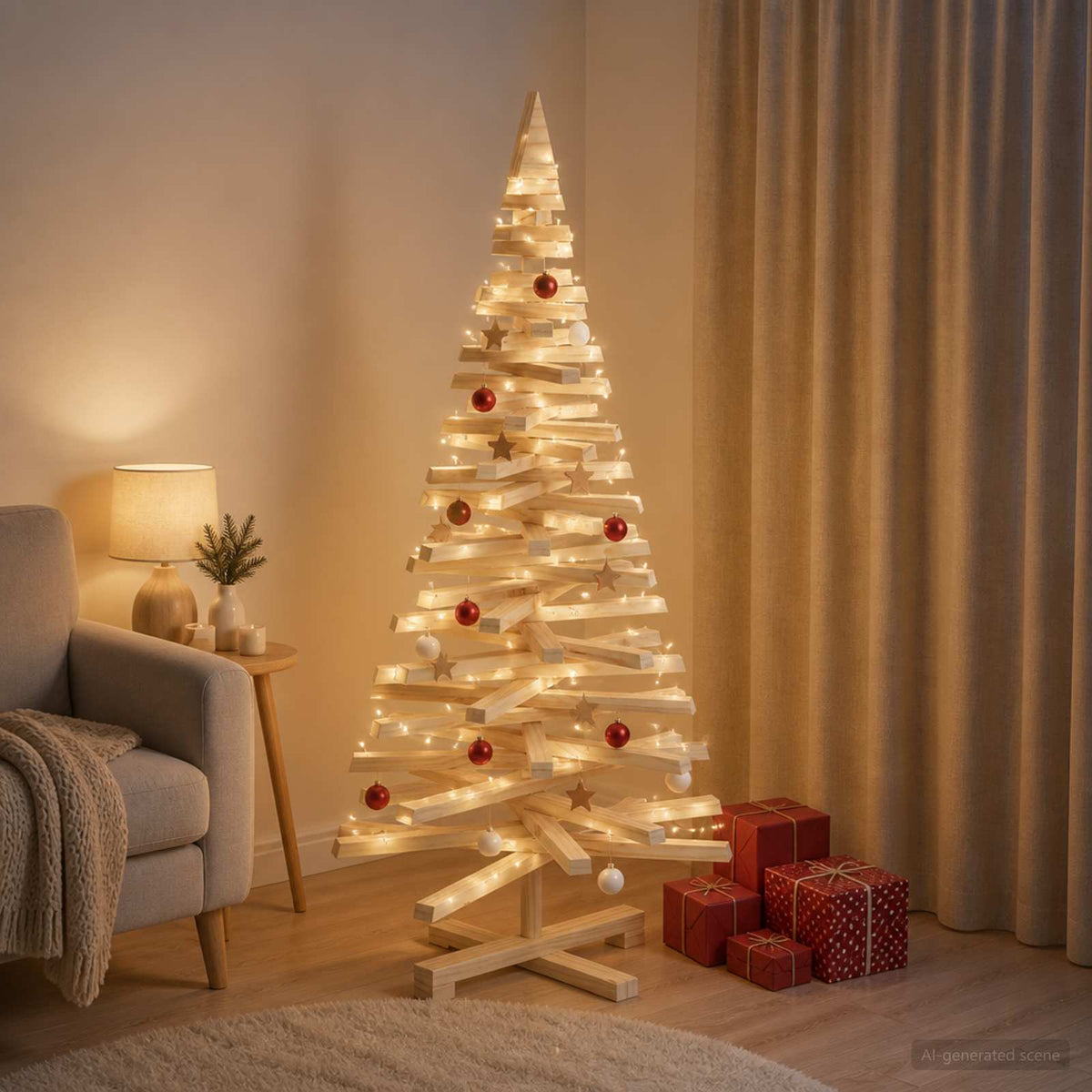 vidaXL Wooden Christmas Tree KOTKA 120 cm Solid Pine Wood Natural