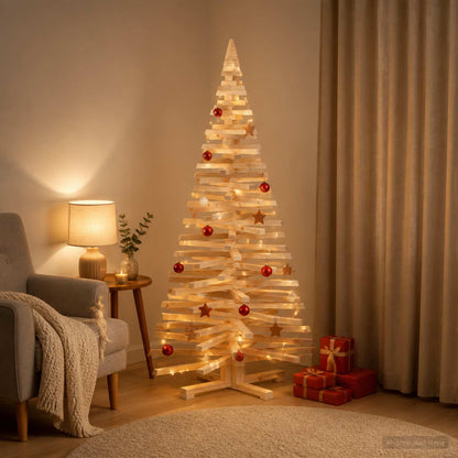vidaXL Wooden Christmas Tree KOTKA 150 cm Solid Pine Wood Natural
