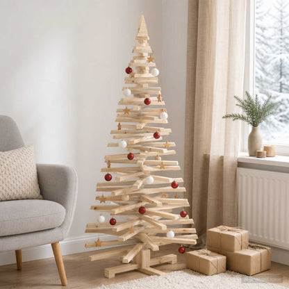 vidaXL Wooden Christmas Tree KOTKA 150 cm Solid Pine Wood Natural