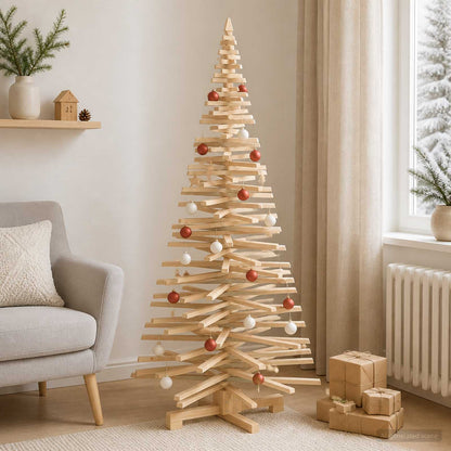 vidaXL Wooden Christmas Tree KOTKA 180 cm Solid Pine Wood Natural