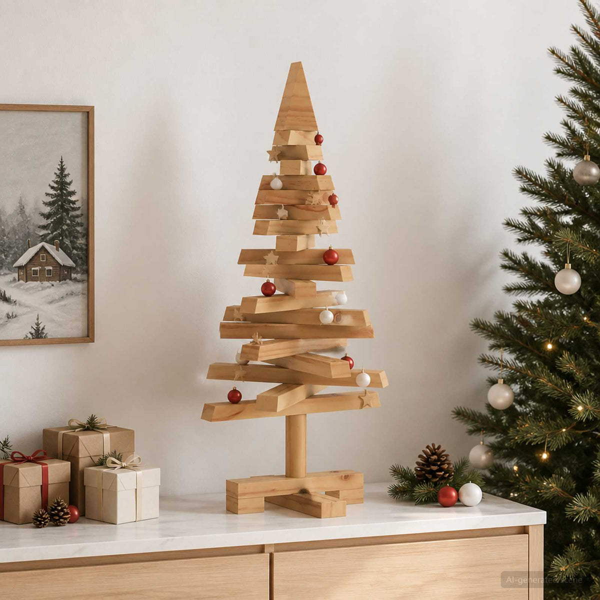 vidaXL Wooden Christmas Tree KOTKA 60 cm Solid Pine Wood Brown Finish