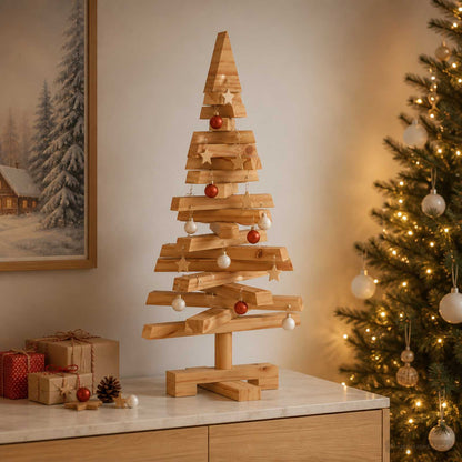 vidaXL Wooden Christmas Tree KOTKA 60 cm Solid Pine Wood Brown Finish