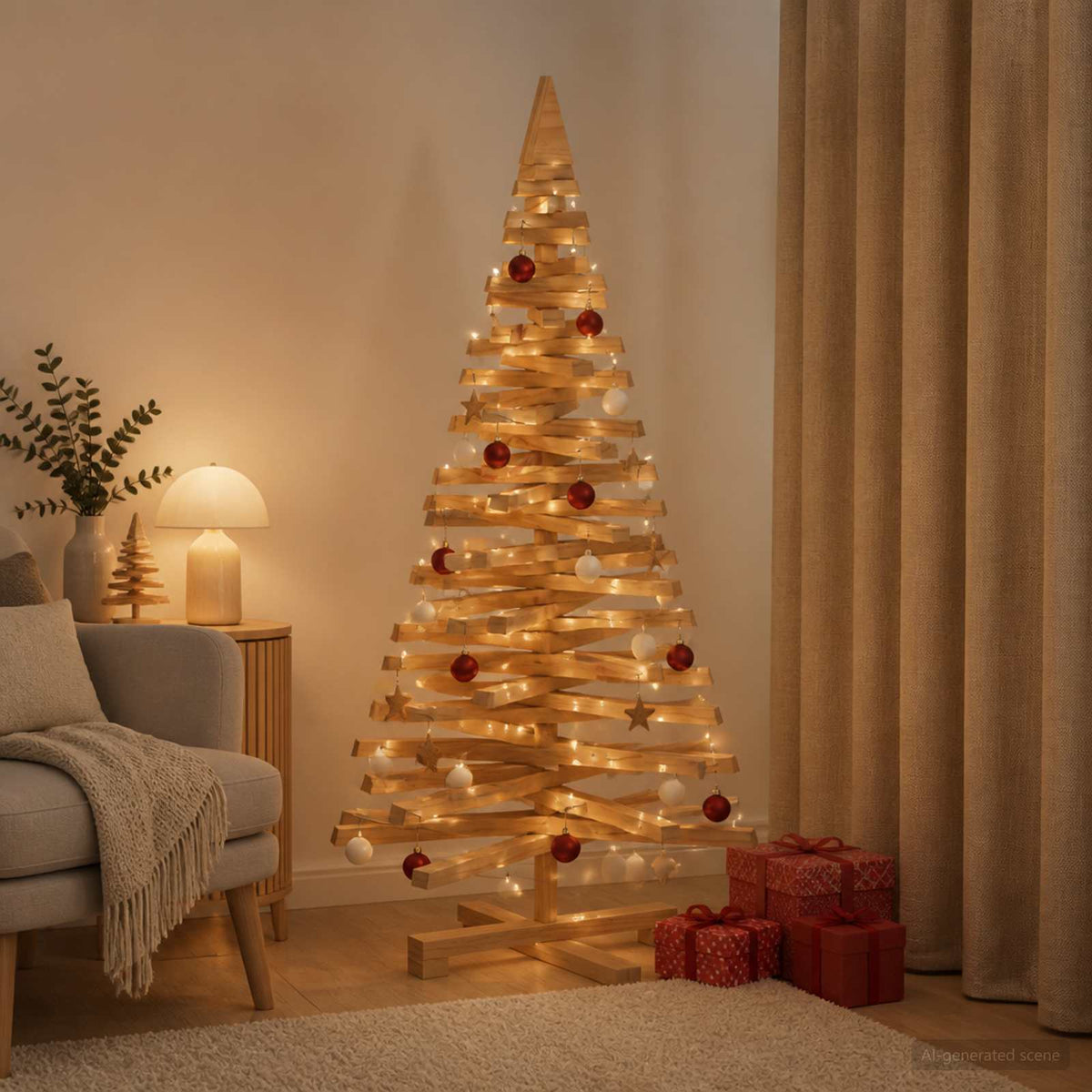 vidaXL Wooden Christmas Tree KOTKA 120 cm Solid Pine Wood Brown Finish