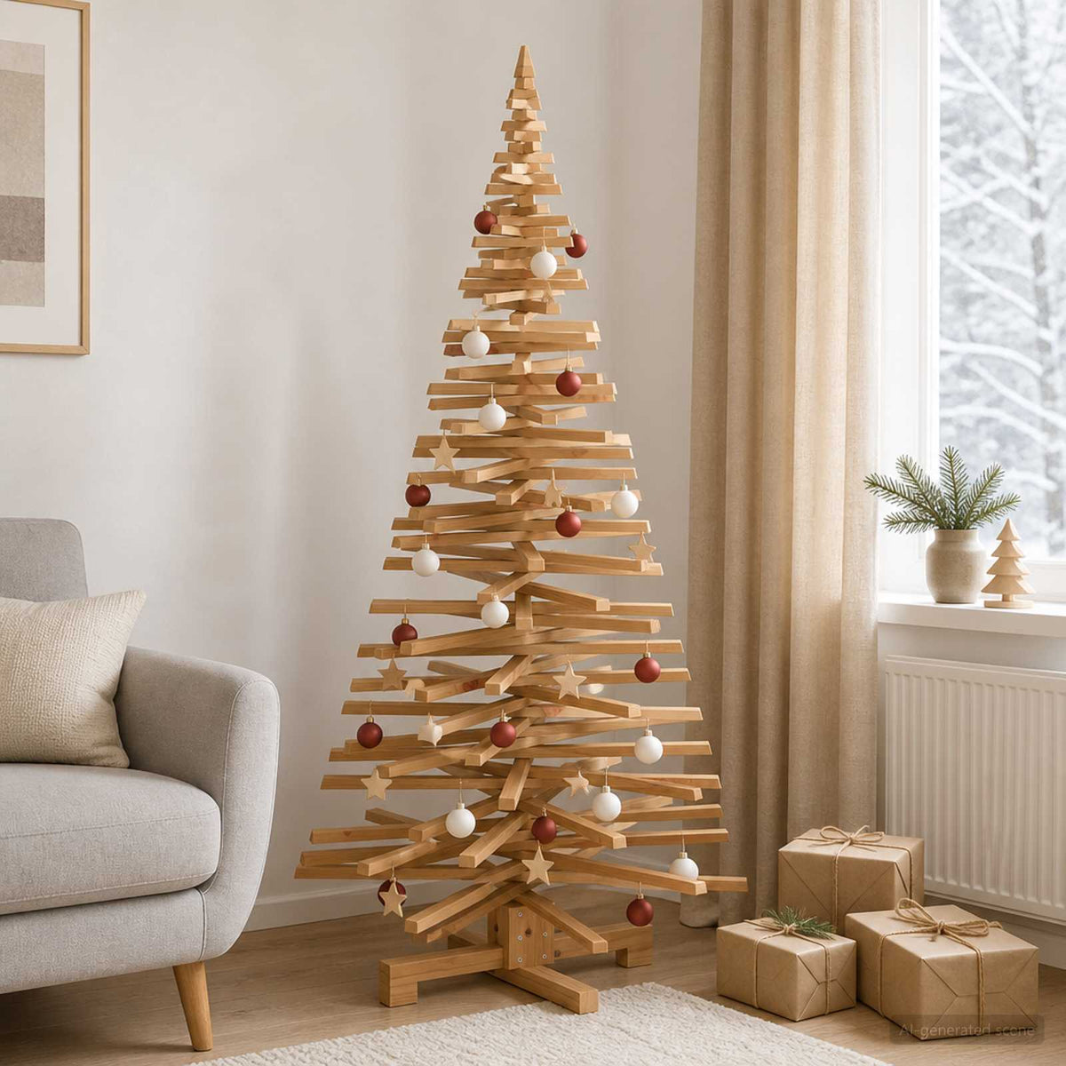 vidaXL Wooden Christmas Tree KOTKA 180 cm Solid Pine Wood Brown Finish