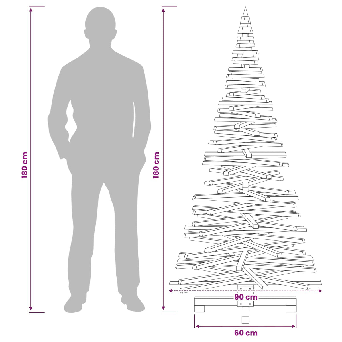 vidaXL Wooden Christmas Tree KOTKA 180 cm Solid Pine Wood Brown Finish