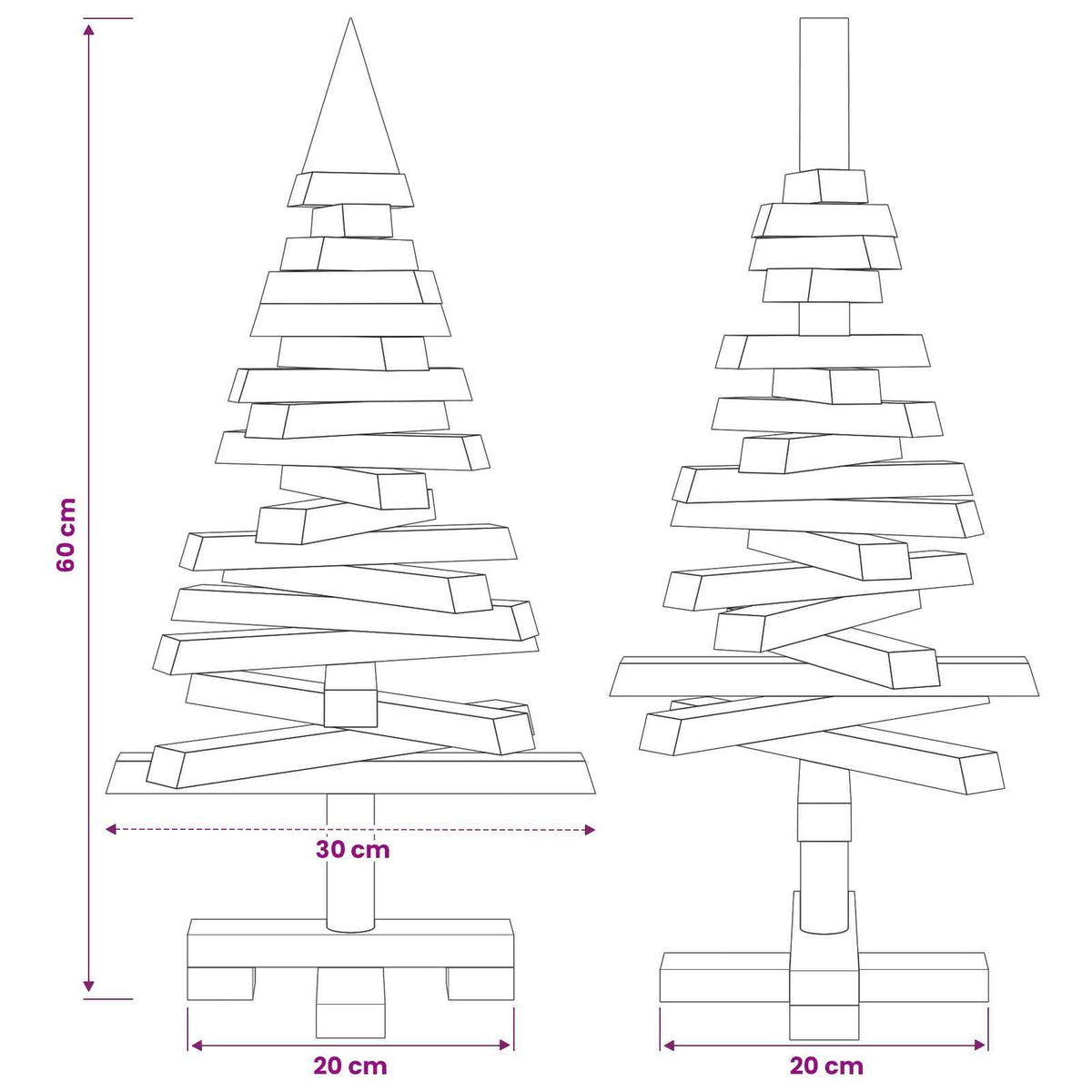 vidaXL Wooden Christmas Tree KOTKA 60 cm Solid Pine Wood
