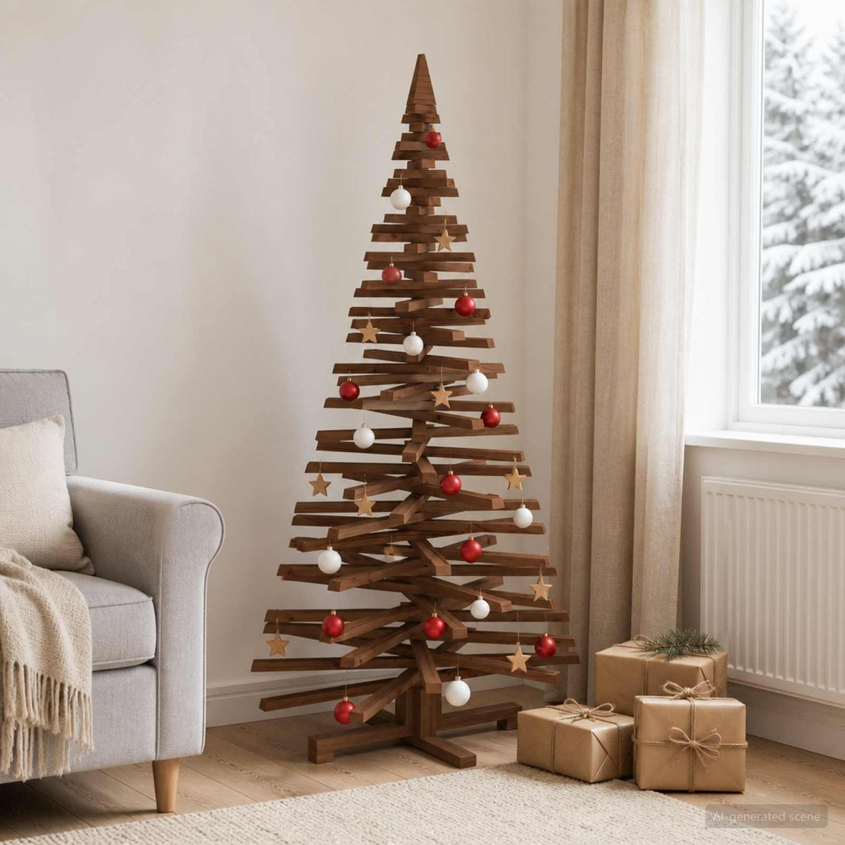 vidaXL Wooden Christmas Tree KOTKA 150 cm Solid Pine Wood