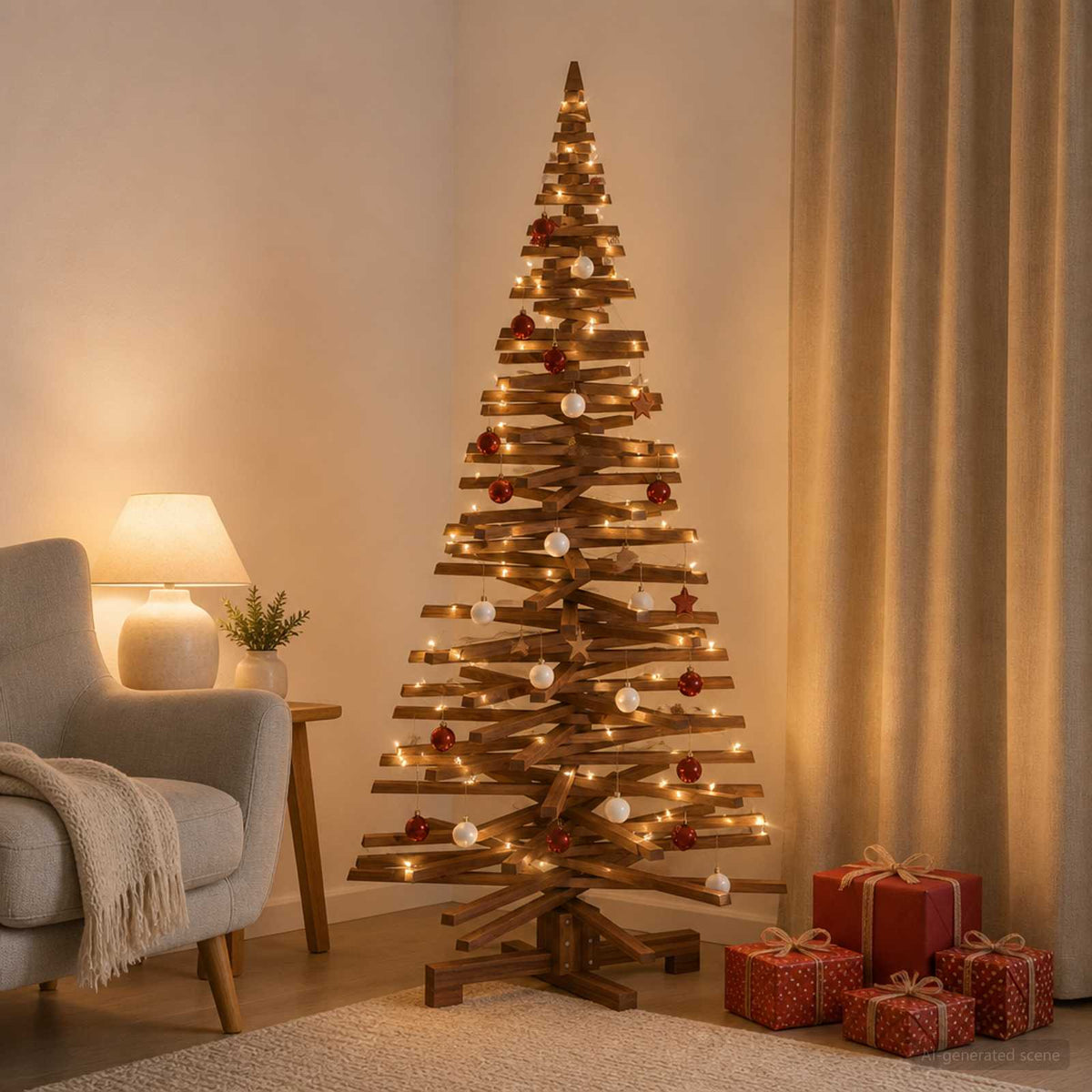 vidaXL Wooden Christmas Tree KOTKA 180 cm Solid Pine Wood
